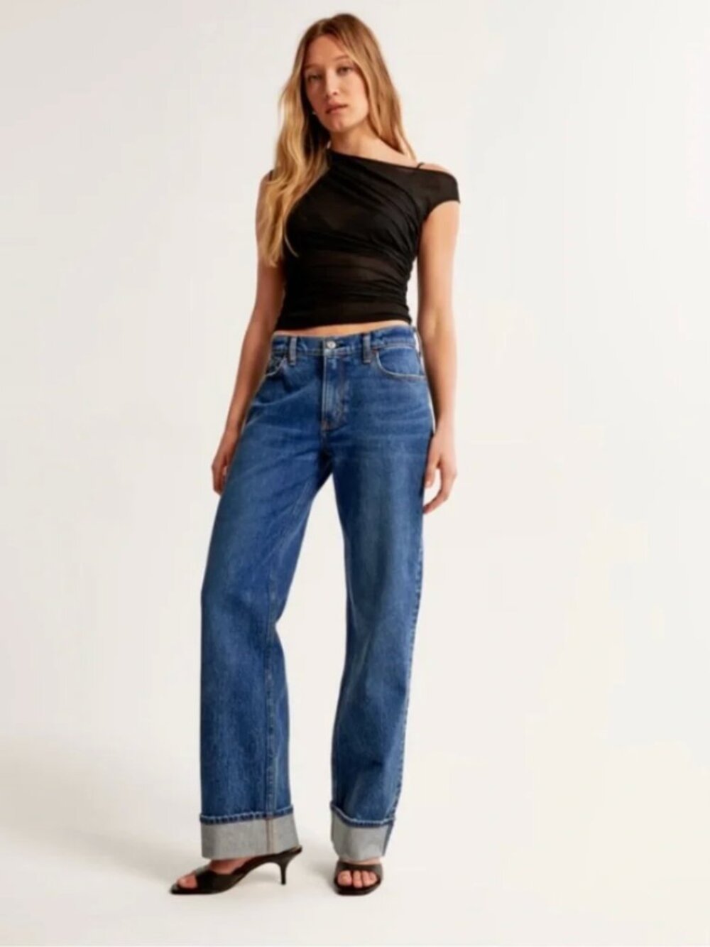 Abercrombie & Fitch Curve Love Low Rise Baggy Jeans Size 25 short